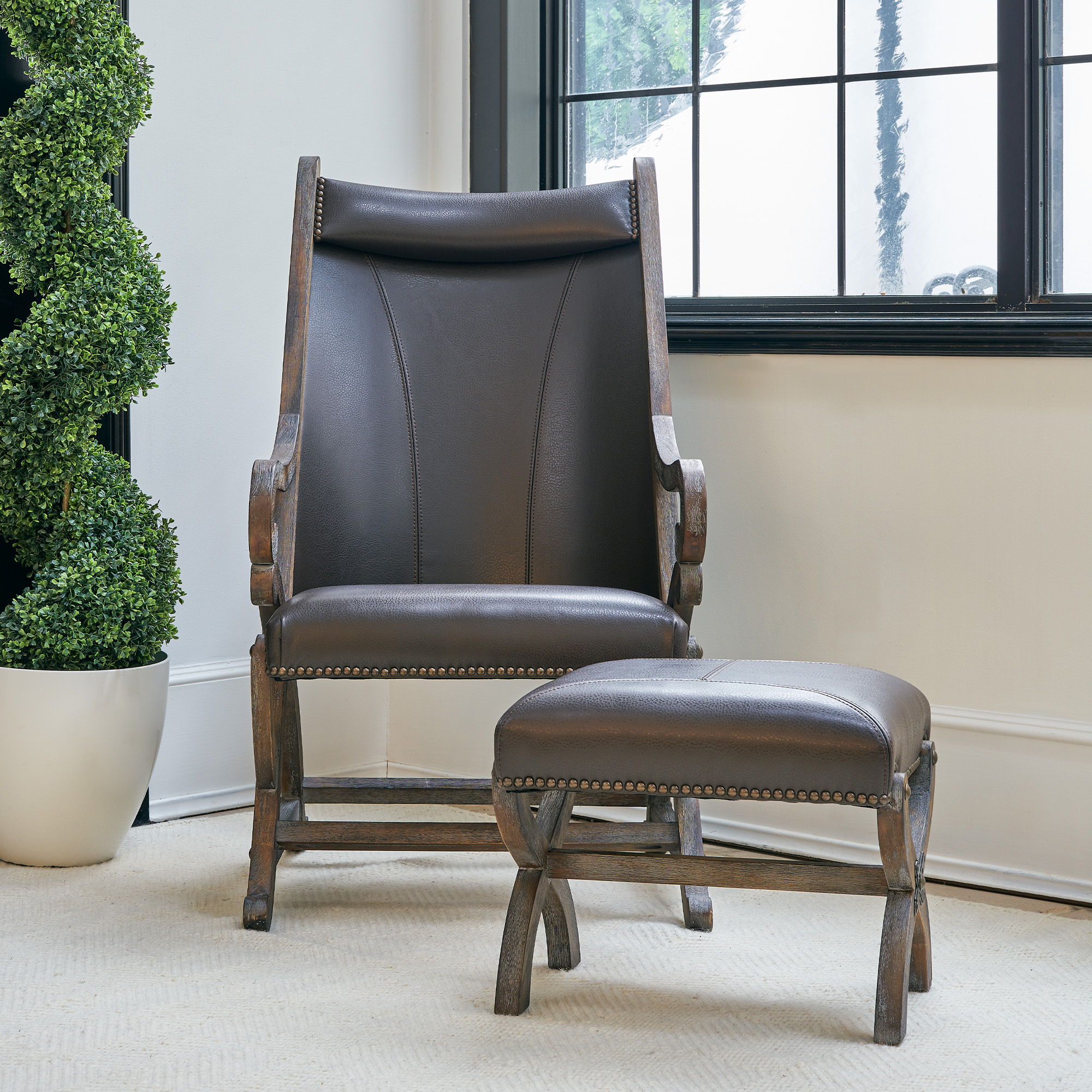 Hunter - Chair & Ottoman Set - Gray